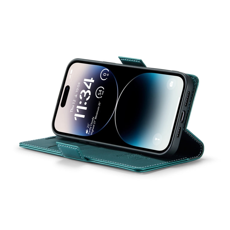 For iPhone 14 Pro Max CaseMe 023 Butterfly Buckle Litchi Texture RFID Anti-theft Leather Phone Case(Pearly Blue) - HoMEdemic™ 