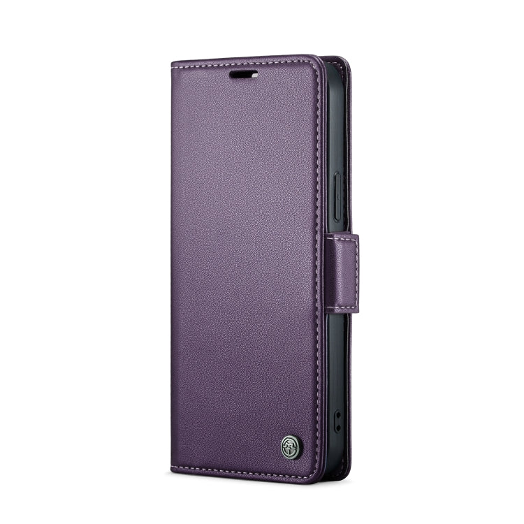 For iPhone 14 Pro Max CaseMe 023 Butterfly Buckle Litchi Texture RFID Anti-theft Leather Phone Case(Pearly Purple) - HoMEdemic™ 