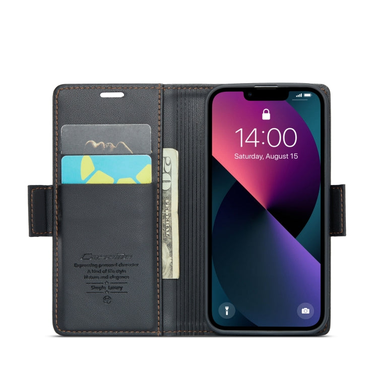 For iPhone 13 mini CaseMe 023 Butterfly Buckle Litchi Texture RFID Anti-theft Leather Phone Case(Black) - HoMEdemic™ 