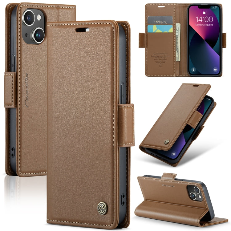 For iPhone 13 mini CaseMe 023 Butterfly Buckle Litchi Texture RFID Anti-theft Leather Phone Case(Brown) - HoMEdemic™ 
