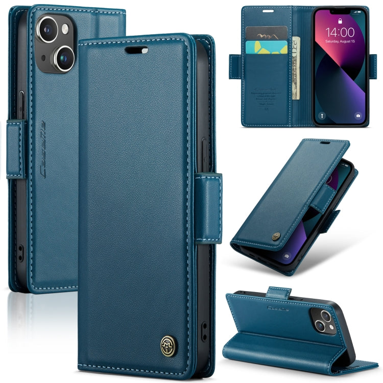 For iPhone 13 mini CaseMe 023 Butterfly Buckle Litchi Texture RFID Anti-theft Leather Phone Case(Blue) - HoMEdemic™ 