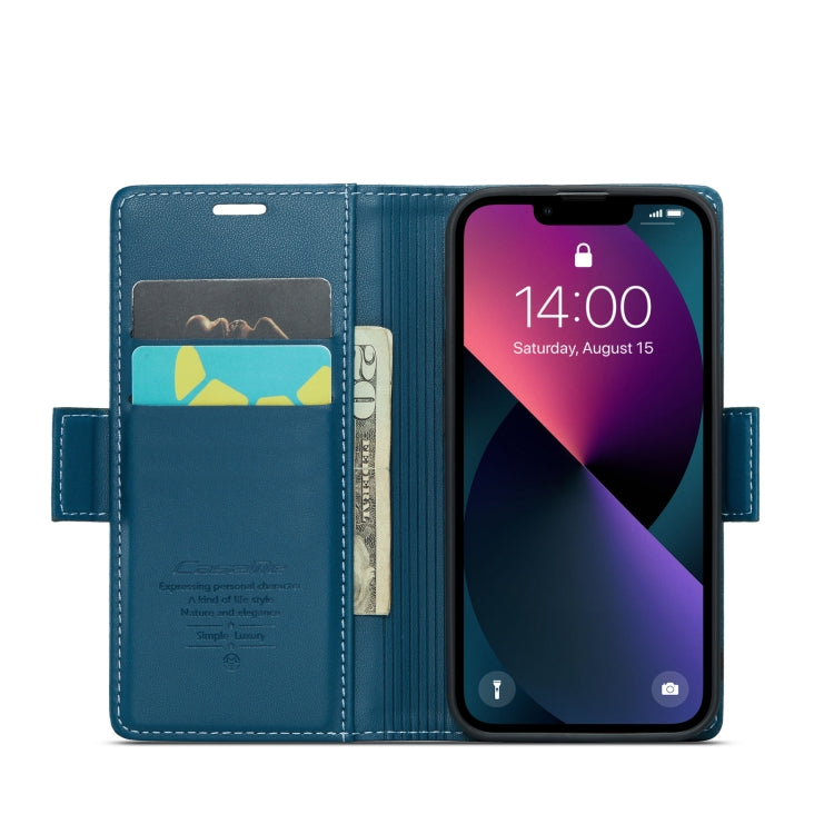 For iPhone 13 mini CaseMe 023 Butterfly Buckle Litchi Texture RFID Anti-theft Leather Phone Case(Blue) - HoMEdemic™ 