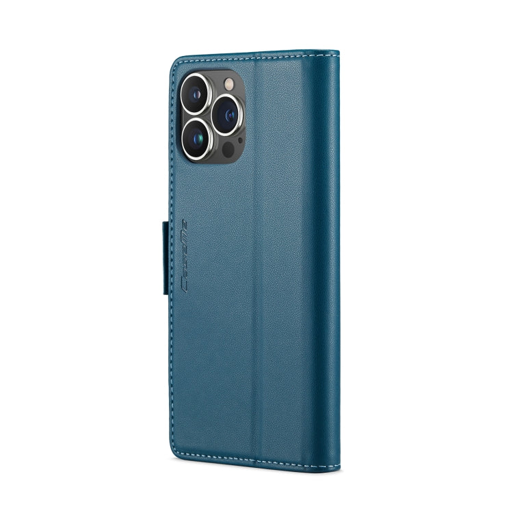 For iPhone 13 Pro CaseMe 023 Butterfly Buckle Litchi Texture RFID Anti-theft Leather Phone Case(Blue) - HoMEdemic™ 
