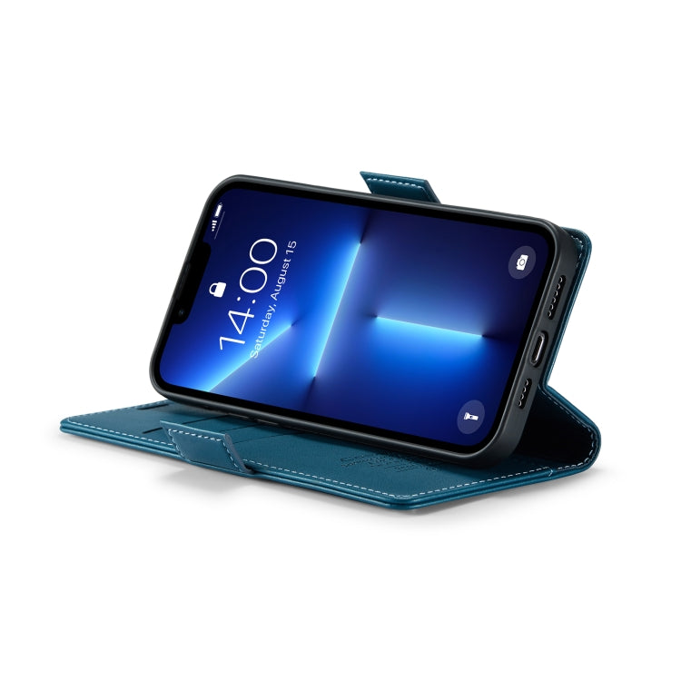 For iPhone 13 Pro CaseMe 023 Butterfly Buckle Litchi Texture RFID Anti-theft Leather Phone Case(Blue) - HoMEdemic™ 
