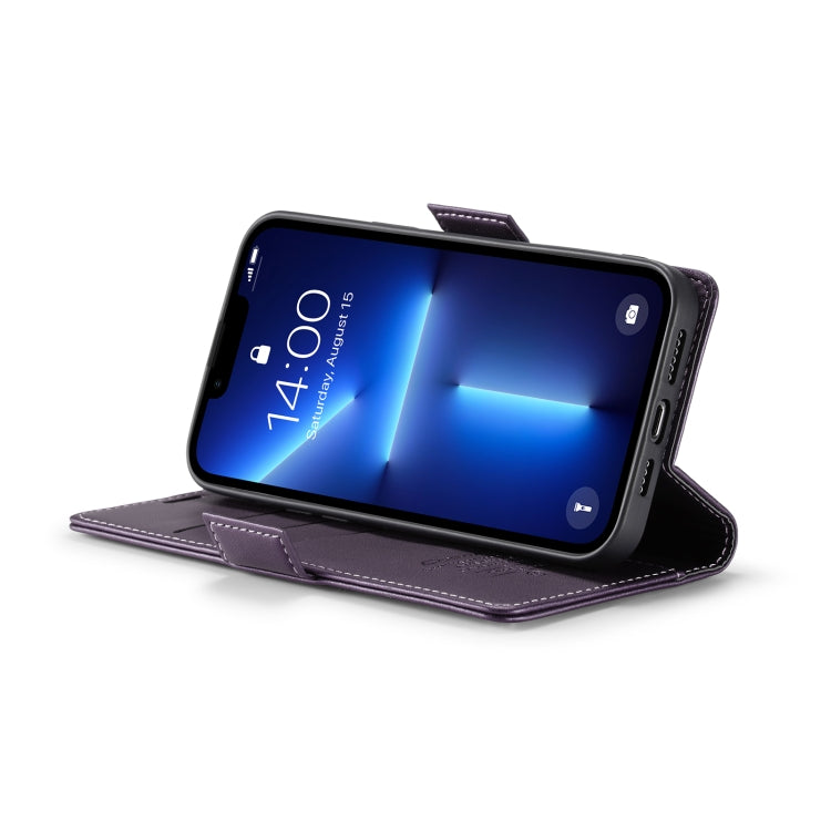 For iPhone 13 Pro CaseMe 023 Butterfly Buckle Litchi Texture RFID Anti-theft Leather Phone Case(Pearly Purple) - HoMEdemic™ 