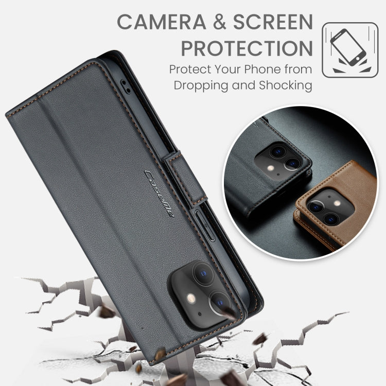 For iPhone 12 / 12 Pro CaseMe 023 Butterfly Buckle Litchi Texture RFID Anti-theft Leather Phone Case(Black) - HoMEdemic™ 
