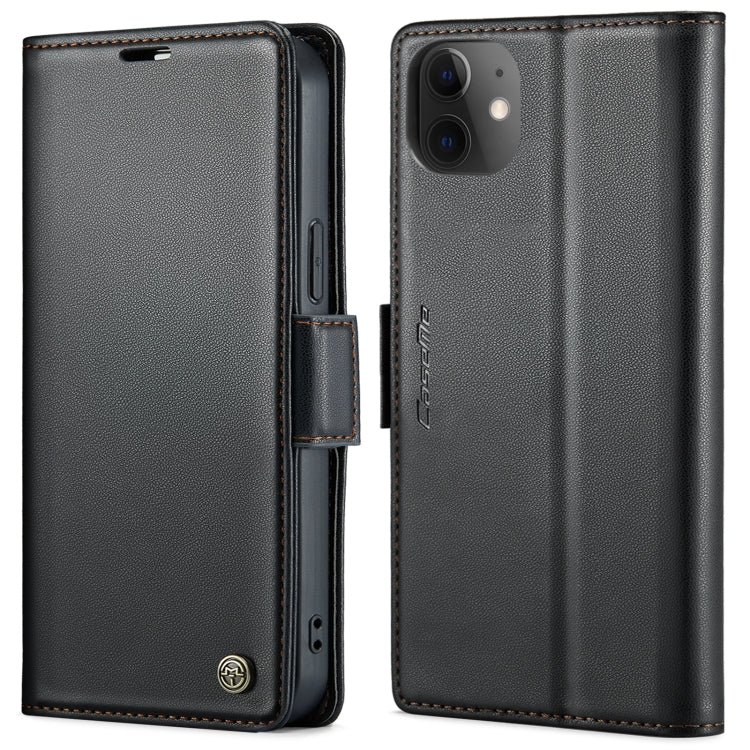 For iPhone 12 / 12 Pro CaseMe 023 Butterfly Buckle Litchi Texture RFID Anti-theft Leather Phone Case(Black) - HoMEdemic™ 