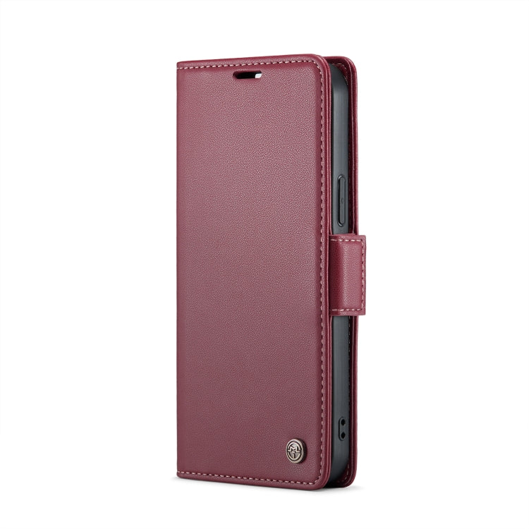 For iPhone 12 / 12 Pro CaseMe 023 Butterfly Buckle Litchi Texture RFID Anti-theft Leather Phone Case(Wine Red) - HoMEdemic™ 