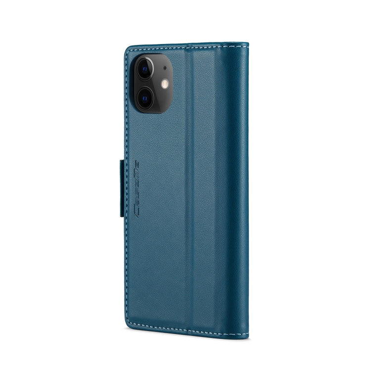 For iPhone 12 / 12 Pro CaseMe 023 Butterfly Buckle Litchi Texture RFID Anti-theft Leather Phone Case(Blue) - HoMEdemic™ 