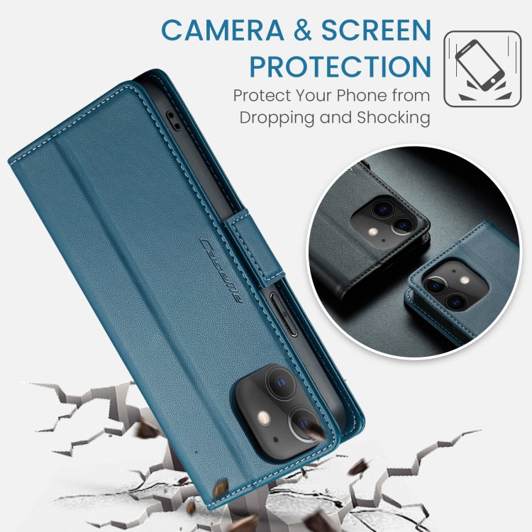 For iPhone 12 / 12 Pro CaseMe 023 Butterfly Buckle Litchi Texture RFID Anti-theft Leather Phone Case(Blue) - HoMEdemic™ 