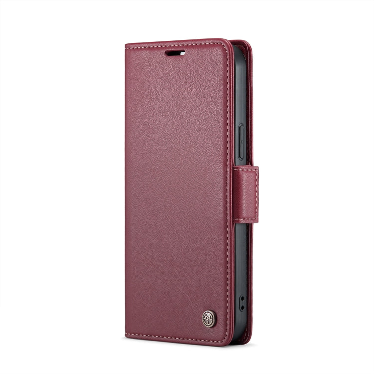 For iPhone 12 Pro Max CaseMe 023 Butterfly Buckle Litchi Texture RFID Anti-theft Leather Phone Case(Wine Red) - HoMEdemic™ 