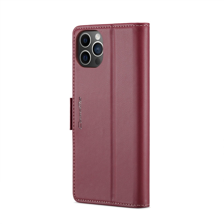 For iPhone 12 Pro Max CaseMe 023 Butterfly Buckle Litchi Texture RFID Anti-theft Leather Phone Case(Wine Red) - HoMEdemic™ 
