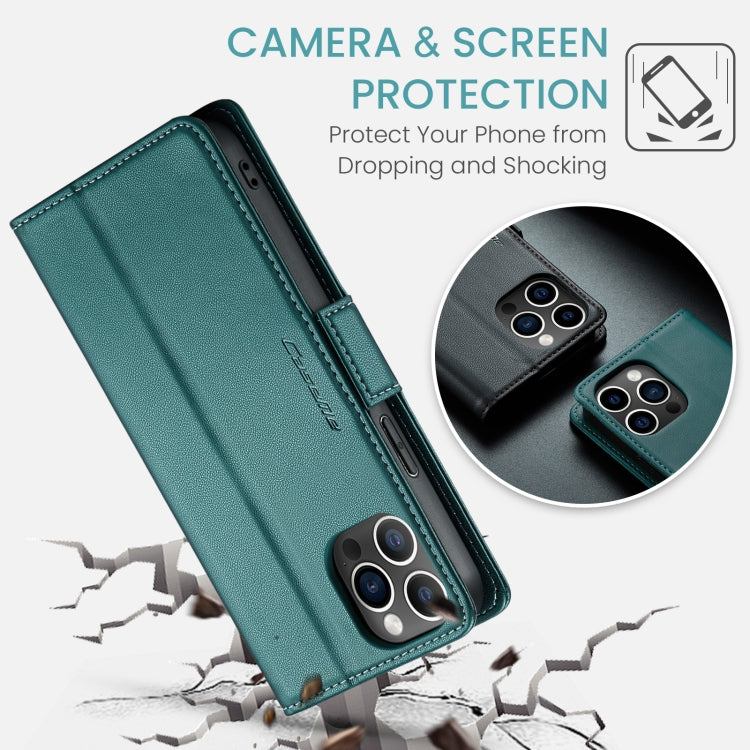 For iPhone 12 Pro Max CaseMe 023 Butterfly Buckle Litchi Texture RFID Anti-theft Leather Phone Case(Pearly Blue) - HoMEdemic™ 