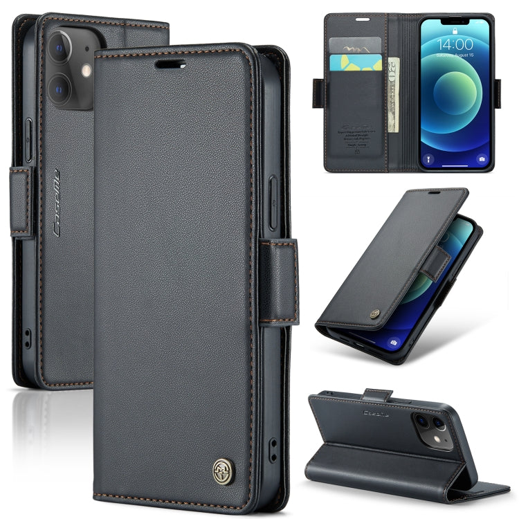 For iPhone 12 mini CaseMe 023 Butterfly Buckle Litchi Texture RFID Anti-theft Leather Phone Case(Black) - HoMEdemic™ 