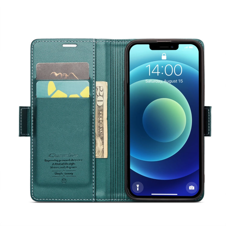 For iPhone 12 mini CaseMe 023 Butterfly Buckle Litchi Texture RFID Anti-theft Leather Phone Case(Pearly Blue) - HoMEdemic™ 