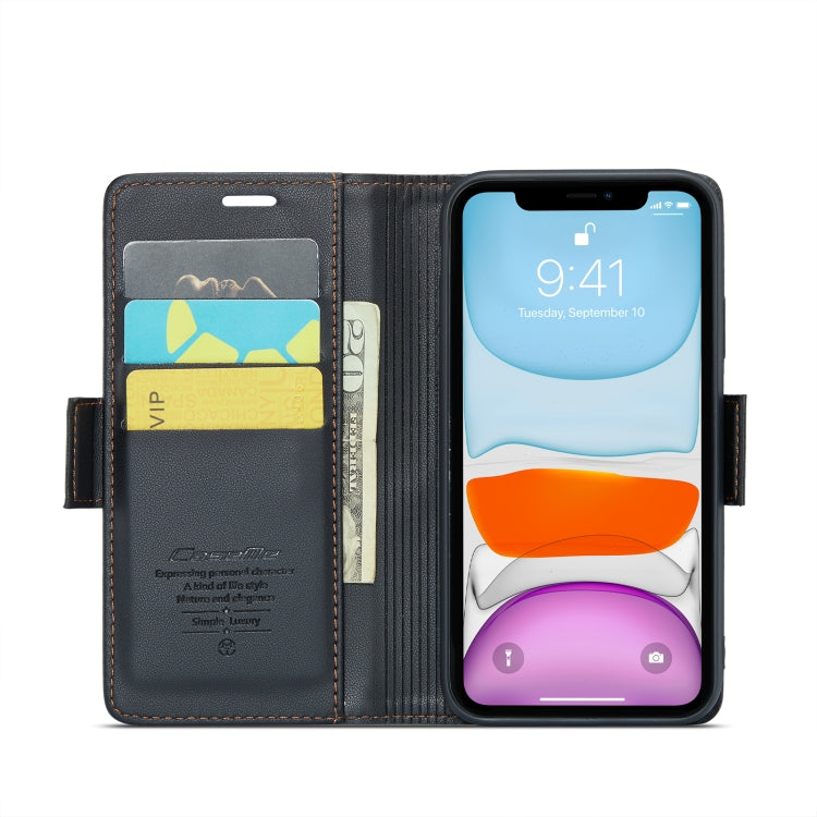 For iPhone 11 CaseMe 023 Butterfly Buckle Litchi Texture RFID Anti-theft Leather Phone Case(Black) - HoMEdemic™ 