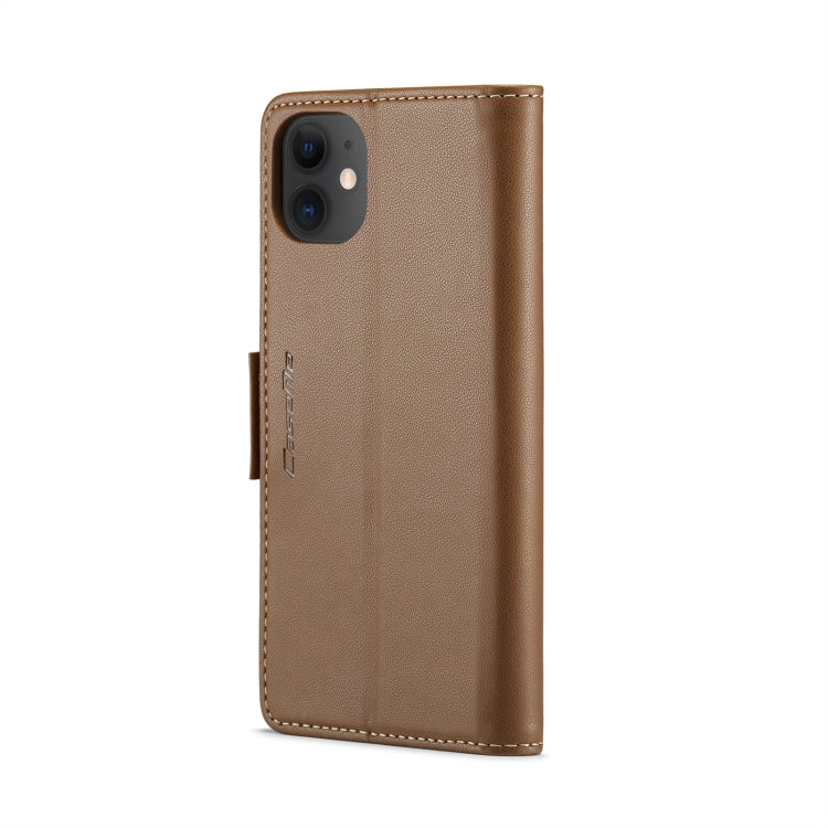 For iPhone 11 CaseMe 023 Butterfly Buckle Litchi Texture RFID Anti-theft Leather Phone Case(Brown) - HoMEdemic™ 