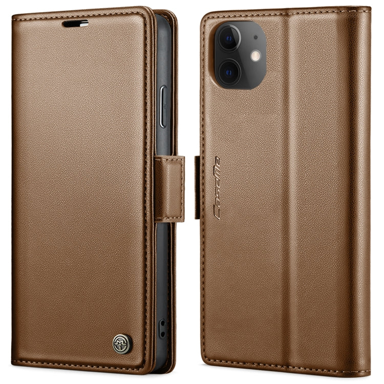 For iPhone 11 CaseMe 023 Butterfly Buckle Litchi Texture RFID Anti-theft Leather Phone Case(Brown) - HoMEdemic™ 