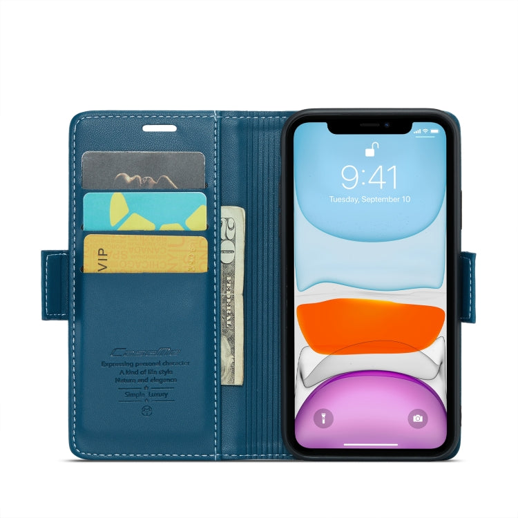 For iPhone 11 CaseMe 023 Butterfly Buckle Litchi Texture RFID Anti-theft Leather Phone Case(Blue) - HoMEdemic™ 