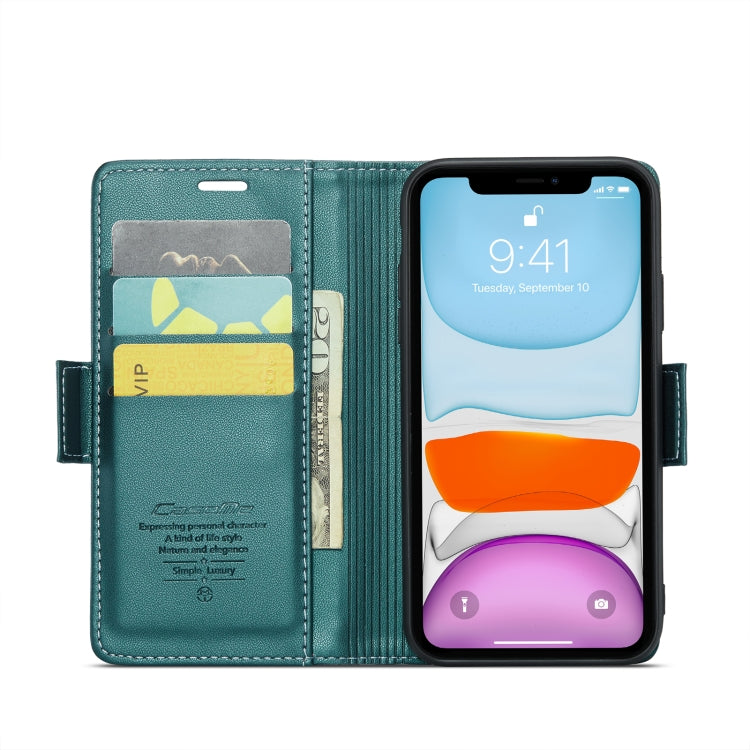 For iPhone 11 CaseMe 023 Butterfly Buckle Litchi Texture RFID Anti-theft Leather Phone Case(Pearly Blue) - HoMEdemic™ 