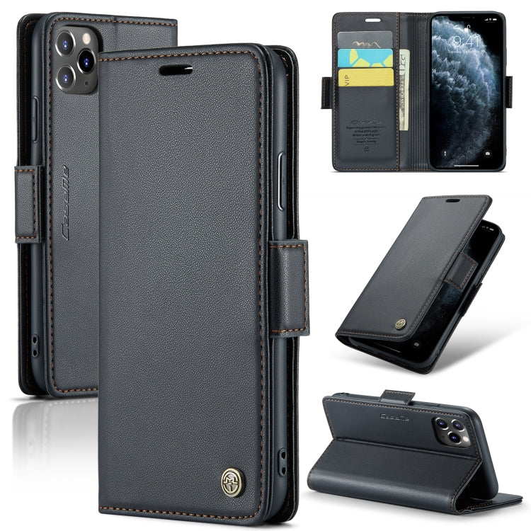 For iPhone 11 Pro Max CaseMe 023 Butterfly Buckle Litchi Texture RFID Anti-theft Leather Phone Case(Black) - HoMEdemic™ 