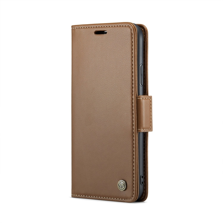 For iPhone 11 Pro Max CaseMe 023 Butterfly Buckle Litchi Texture RFID Anti-theft Leather Phone Case(Brown) - HoMEdemic™ 