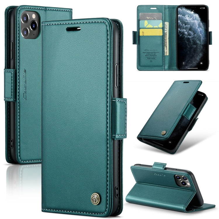 For iPhone 11 Pro Max CaseMe 023 Butterfly Buckle Litchi Texture RFID Anti-theft Leather Phone Case(Pearly Blue) - HoMEdemic™ 