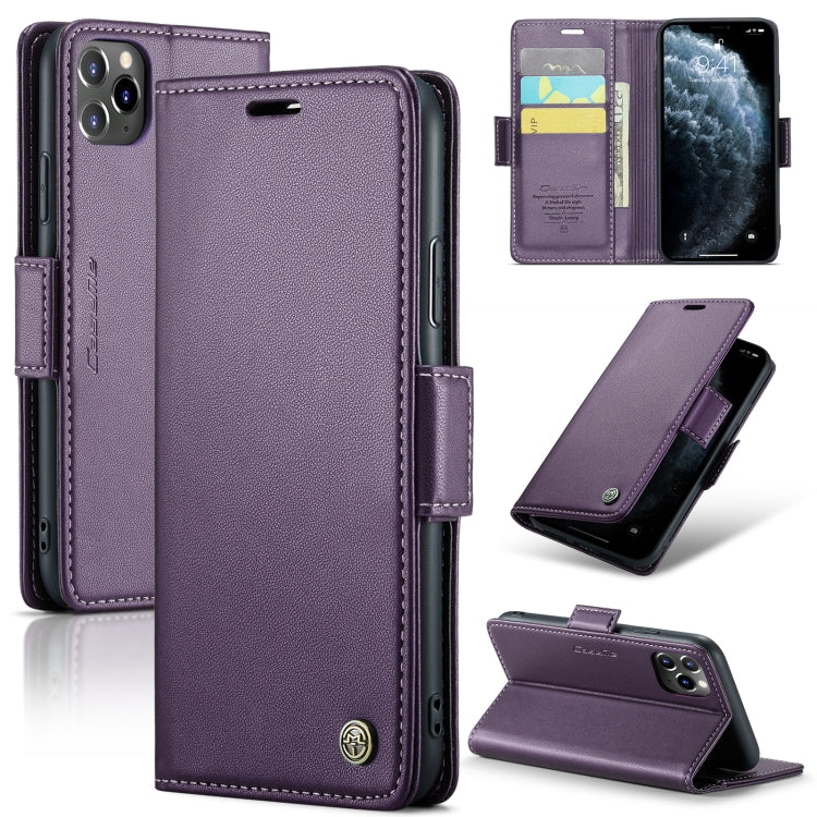 For iPhone 11 Pro Max CaseMe 023 Butterfly Buckle Litchi Texture RFID Anti-theft Leather Phone Case(Pearly Purple) - HoMEdemic™ 