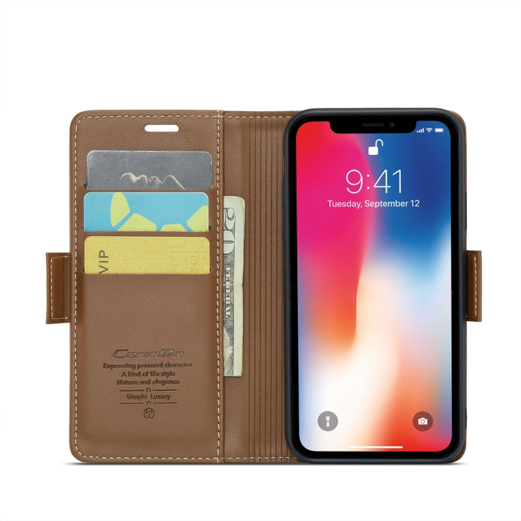 For iPhone XS Max CaseMe 023 Butterfly Buckle Litchi Texture RFID Anti-theft Leather Phone Case(Brown) - HoMEdemic™ 