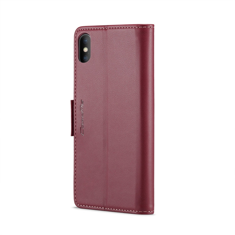 For iPhone XS Max CaseMe 023 Butterfly Buckle Litchi Texture RFID Anti-theft Leather Phone Case(Wine Red) - HoMEdemic™ 