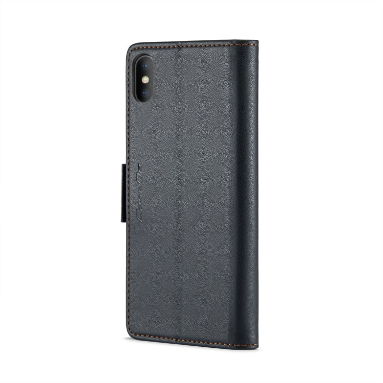 For iPhone XS CaseMe 023 Butterfly Buckle Litchi Texture RFID Anti-theft Leather Phone Case(Black) - HoMEdemic™ 