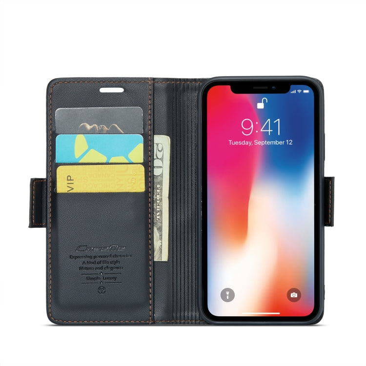 For iPhone XS CaseMe 023 Butterfly Buckle Litchi Texture RFID Anti-theft Leather Phone Case(Black) - HoMEdemic™ 