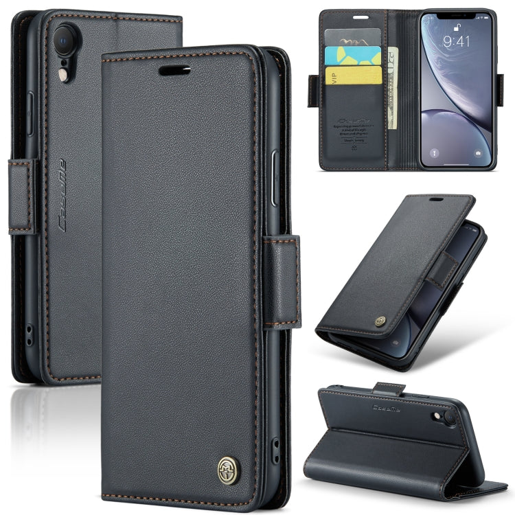 For iPhone XR CaseMe 023 Butterfly Buckle Litchi Texture RFID Anti-theft Leather Phone Case(Black) - HoMEdemic™ 