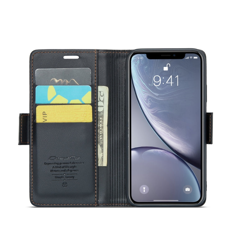 For iPhone XR CaseMe 023 Butterfly Buckle Litchi Texture RFID Anti-theft Leather Phone Case(Black) - HoMEdemic™ 