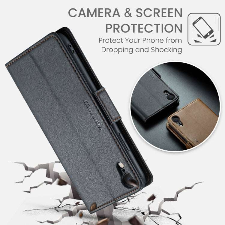 For iPhone XR CaseMe 023 Butterfly Buckle Litchi Texture RFID Anti-theft Leather Phone Case(Black) - HoMEdemic™ 