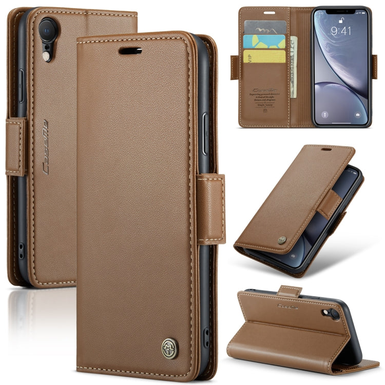 For iPhone XR CaseMe 023 Butterfly Buckle Litchi Texture RFID Anti-theft Leather Phone Case(Brown) - HoMEdemic™ 