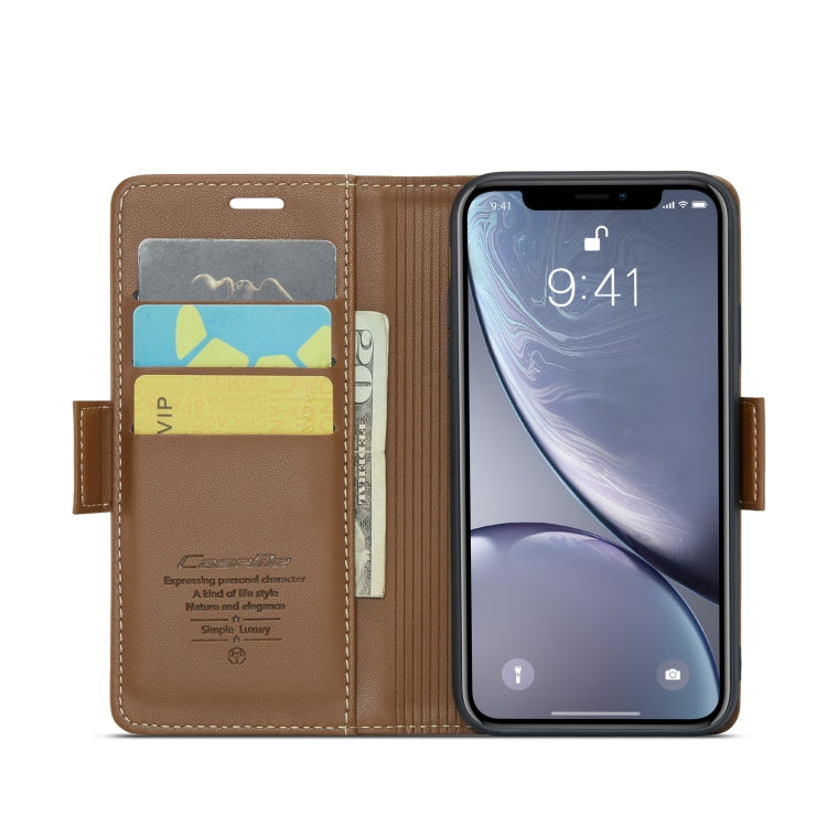 For iPhone XR CaseMe 023 Butterfly Buckle Litchi Texture RFID Anti-theft Leather Phone Case(Brown) - HoMEdemic™ 