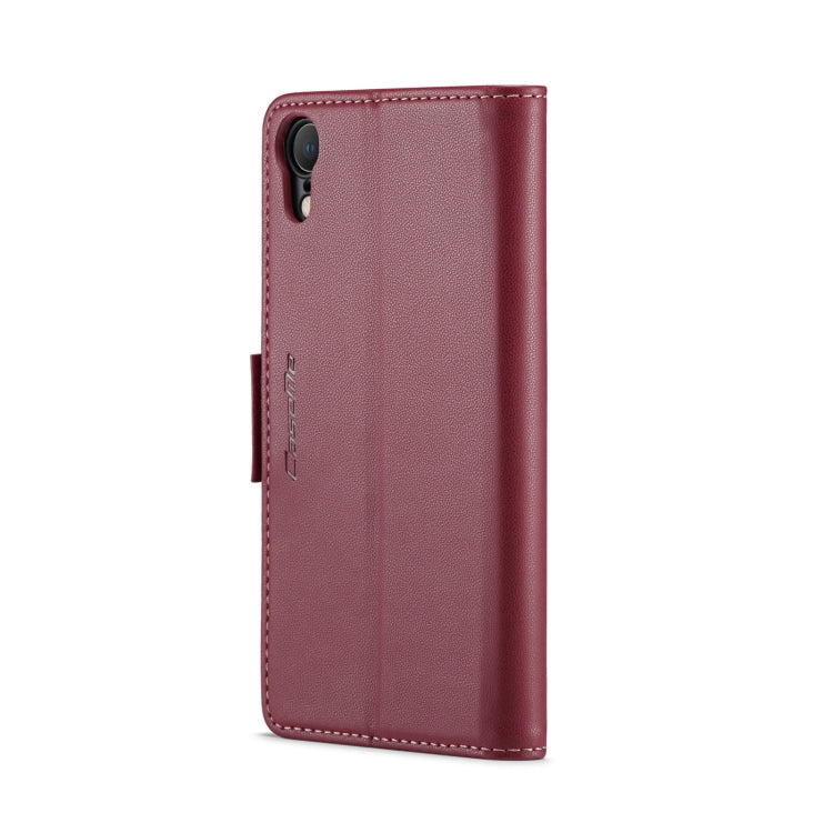 For iPhone XR CaseMe 023 Butterfly Buckle Litchi Texture RFID Anti-theft Leather Phone Case(Wine Red) - HoMEdemic™ 