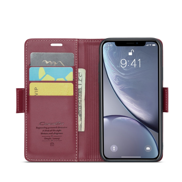 For iPhone XR CaseMe 023 Butterfly Buckle Litchi Texture RFID Anti-theft Leather Phone Case(Wine Red) - HoMEdemic™ 