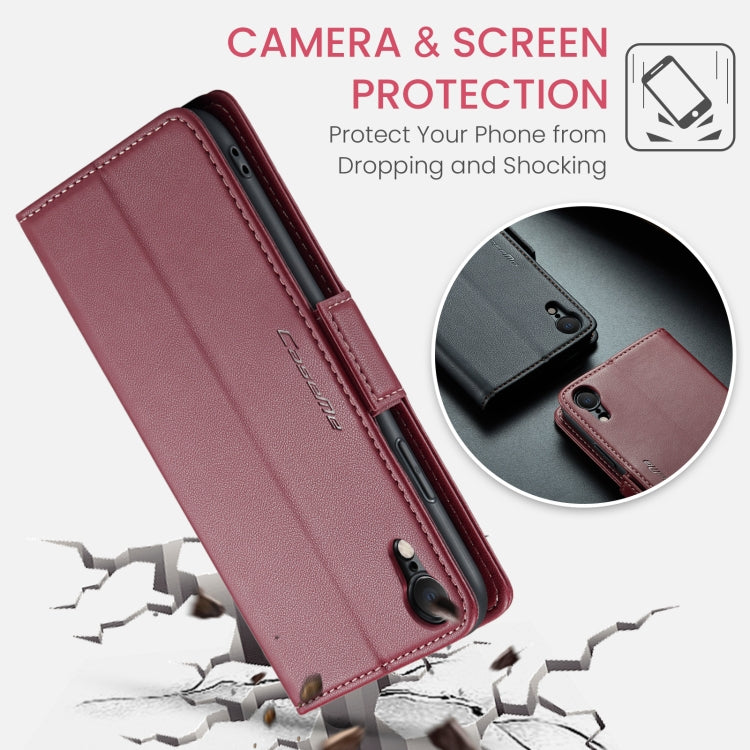 For iPhone XR CaseMe 023 Butterfly Buckle Litchi Texture RFID Anti-theft Leather Phone Case(Wine Red) - HoMEdemic™ 