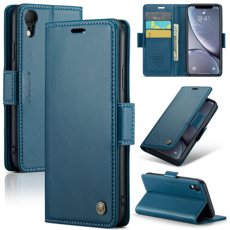 For iPhone XR CaseMe 023 Butterfly Buckle Litchi Texture RFID Anti-theft Leather Phone Case(Blue) - HoMEdemic™ 