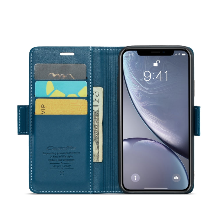 For iPhone XR CaseMe 023 Butterfly Buckle Litchi Texture RFID Anti-theft Leather Phone Case(Blue) - HoMEdemic™ 