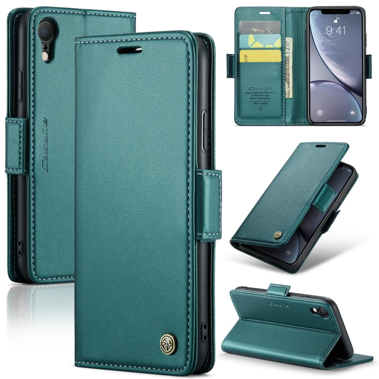 For iPhone XR CaseMe 023 Butterfly Buckle Litchi Texture RFID Anti-theft Leather Phone Case(Pearly Blue) - HoMEdemic™ 