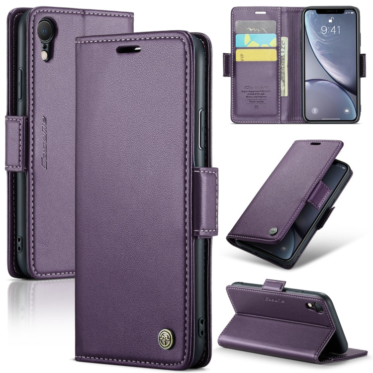 For iPhone XR CaseMe 023 Butterfly Buckle Litchi Texture RFID Anti-theft Leather Phone Case(Pearly Purple) - HoMEdemic™ 