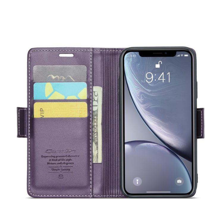 For iPhone XR CaseMe 023 Butterfly Buckle Litchi Texture RFID Anti-theft Leather Phone Case(Pearly Purple) - HoMEdemic™ 