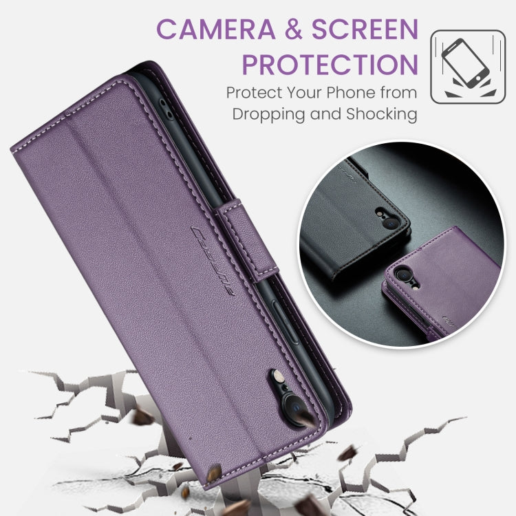 For iPhone XR CaseMe 023 Butterfly Buckle Litchi Texture RFID Anti-theft Leather Phone Case(Pearly Purple) - HoMEdemic™ 