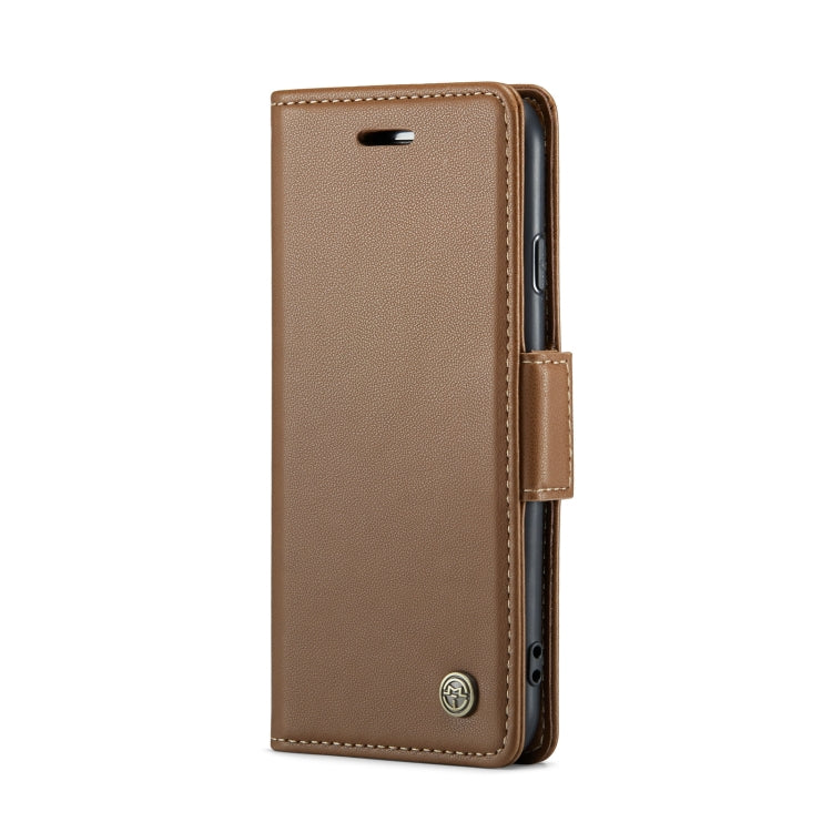 For iPhone SE 2022/SE 2020/6/7/8 CaseMe 023 Butterfly Buckle Litchi Texture RFID Anti-theft Leather Phone Case(Brown) - HoMEdemic™ 