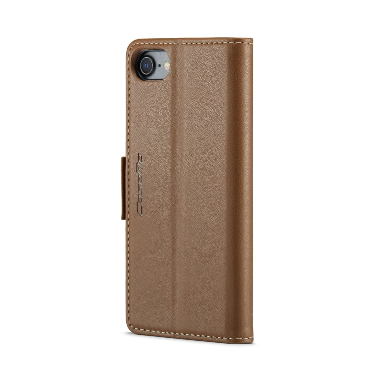 For iPhone SE 2022/SE 2020/6/7/8 CaseMe 023 Butterfly Buckle Litchi Texture RFID Anti-theft Leather Phone Case(Brown) - HoMEdemic™ 