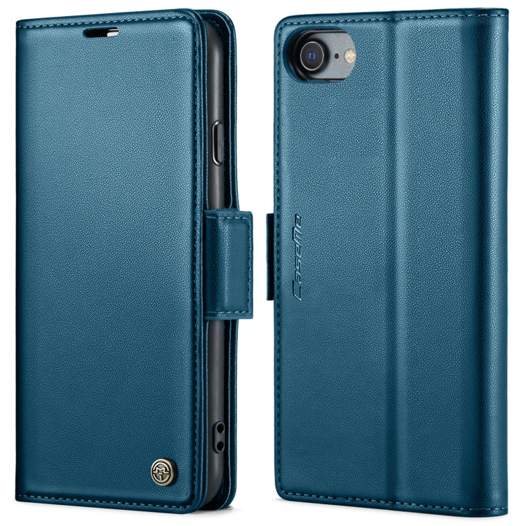 For iPhone SE 2022/SE 2020/6/7/8 CaseMe 023 Butterfly Buckle Litchi Texture RFID Anti-theft Leather Phone Case(Blue) - HoMEdemic™ 
