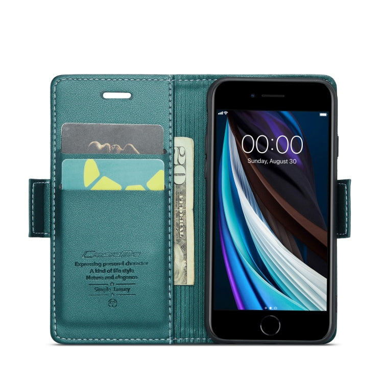 For iPhone SE 2022/SE 2020/6/7/8 CaseMe 023 Butterfly Buckle Litchi Texture RFID Anti-theft Leather Phone Case(Pearly Blue) - HoMEdemic™ 